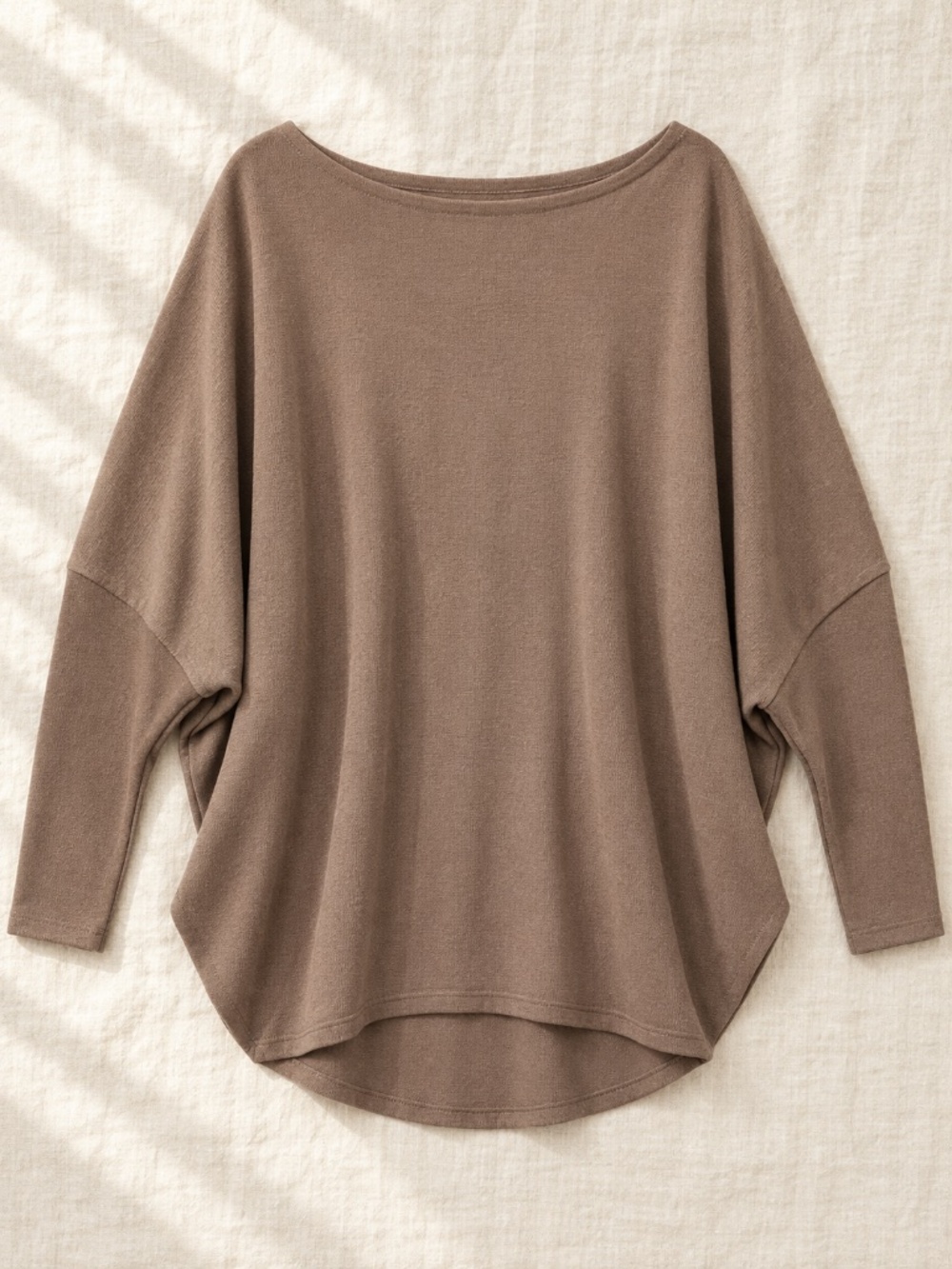 Zenana Mocha Dolman Boat Neck Top & Flare Pants 2-Piece Outfit - Picture 2 of 3